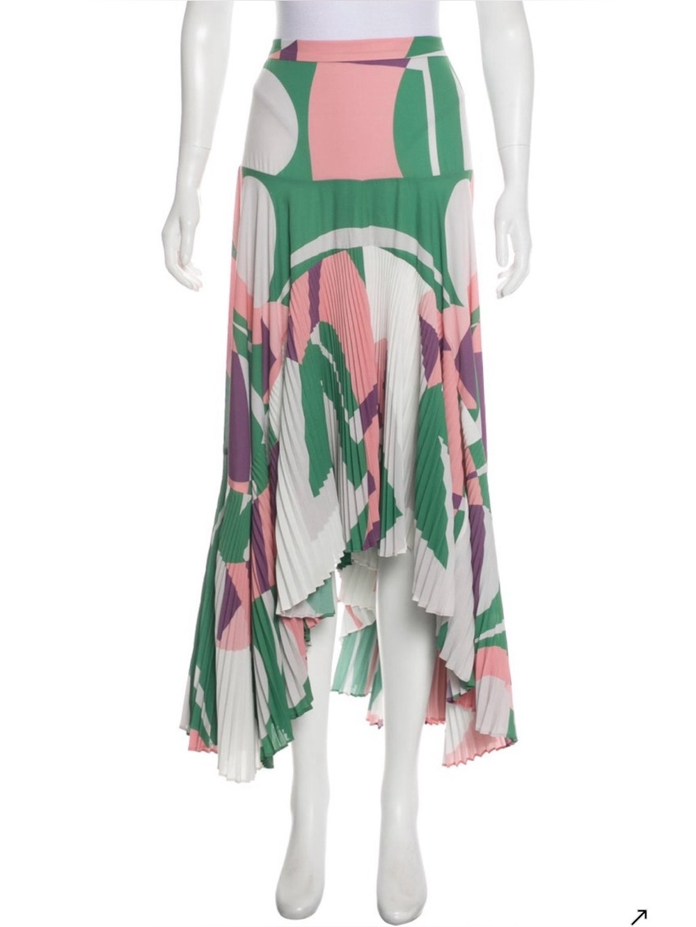 Alexis Plissé Print Skirt in Green & Pink